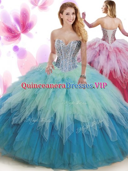 Fashionable Floor Length Multi-color 15 Quinceanera Dress Sweetheart Sleeveless Lace Up - Click Image to Close