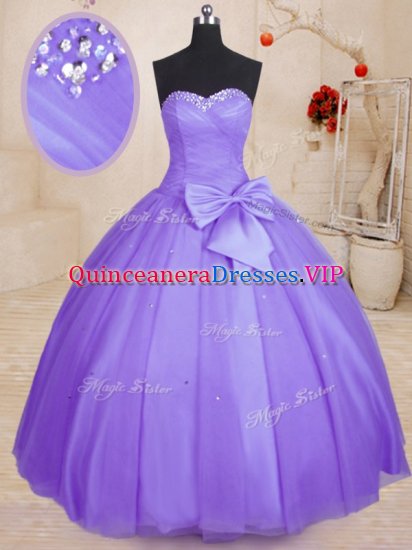 Deluxe Floor Length Ball Gowns Sleeveless Lavender Quinceanera Gown Lace Up - Click Image to Close