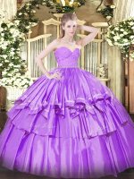 New Style Sweetheart Sleeveless Zipper Quinceanera Dresses Lilac Organza(SKU SJQDDT1605002-3BIZ)