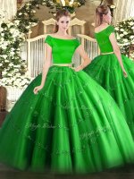 Short Sleeves Floor Length Appliques Zipper Quinceanera Gowns with Green(SKU SJQDDT1580002BIZ)