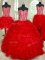 Four Piece Sleeveless Beading and Ruffles Lace Up 15 Quinceanera Dress