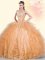 Wonderful Beading and Appliques and Ruffles Quinceanera Dresses Orange Lace Up Sleeveless Floor Length