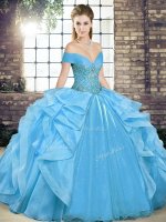 Organza Sleeveless Floor Length Vestidos de Quinceanera and Beading and Ruffles