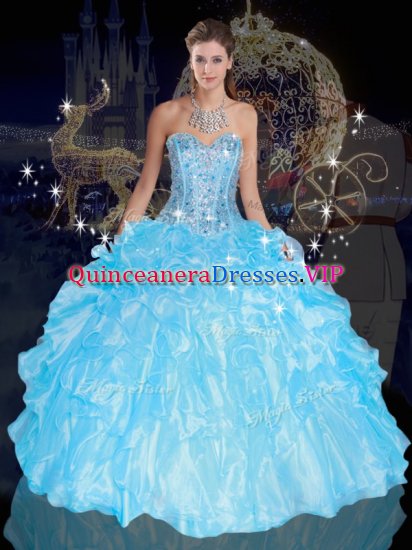 Sumptuous Organza Sleeveless Floor Length Party Dress for Toddlers and Beading and Ruffles - Click Image to Close