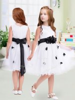 Unique White Sleeveless Tulle Zipper Kids Formal Wear for Wedding Party