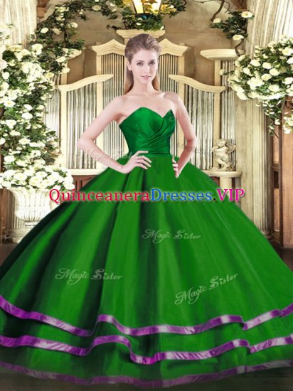On Sale Ruffled Layers Sweet 16 Dresses Green Zipper Sleeveless Floor Length - Click Image to Close