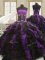 Sleeveless Floor Length Beading and Ruffles Lace Up Quinceanera Dresses with Black And Purple