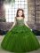 Sleeveless Tulle Floor Length Lace Up Kids Pageant Dress in Green with Beading