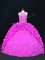 Fuchsia Ball Gowns Halter Top Sleeveless Taffeta Floor Length Lace Up Beading and Appliques and Pick Ups Sweet 16 Dress