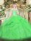 Green Sleeveless Beading and Ruffles Floor Length Quinceanera Gowns