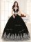 Floor Length Lace Up Vestidos de Quinceanera Black for Military Ball and Sweet 16 and Quinceanera with Beading and Appliques