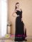 Kahului Hawaii/HI Black Column V-neck and Open Back Brush Train Chiffon Beading and Ruch Quinceanera Dama Dress