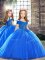 Perfect Royal Blue Kids Formal Wear Brush Train Sleeveless Beading