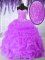 High Quality Floor Length Lilac Quinceanera Gown Organza Sleeveless Beading and Ruffles