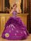 Formal Fuchsia Quinceanera Dress For Strapless Organza With Beaded Lace Appliques Ball Gown In Ajo AZ　