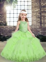 Unique Tulle Scoop Sleeveless Lace Up Lace and Appliques Little Girls Pageant Gowns in(SKU PAG1239-4BIZ)