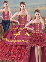 Sleeveless Brush Train Embroidery and Ruffles Lace Up Quinceanera Gowns
