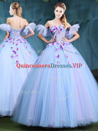 Decent Ball Gowns Ball Gown Prom Dress Lavender Sweetheart Tulle Sleeveless Floor Length Lace Up - Click Image to Close