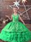 Green Lace Up Little Girls Pageant Dress Wholesale Embroidery and Ruffled Layers Sleeveless Floor Length