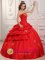 Lexington Virginia/VA Princess Strapless Appliques and Pick-ups For Wonderful Red Quinceanera Dress Sweetheart Taffeta