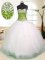 Romantic White Lace Up Quince Ball Gowns Beading Sleeveless Floor Length