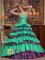 Colorado Springs Colorado/CO Fashionable Green and Purple Taffeta and Organza Beading For Sweet Quinceanera Dress With Sweetheart Strapless Bodice