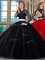 Admirable Scoop Long Sleeves Backless 15th Birthday Dress Black and Red Tulle