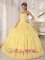 Cabot Arkansas/AR Organza and Tulle Light Yellow Sweetheart Lace Decorate Luxurious floor length Quinceaners Dress