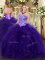 Fantastic Sleeveless Appliques and Ruffles Lace Up Quince Ball Gowns