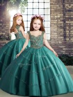 Tulle Sleeveless Floor Length Kids Formal Wear and Beading(SKU PAG1258BIZ)