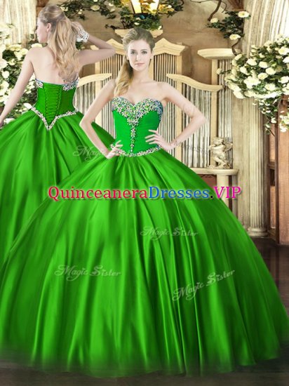 Delicate Sweetheart Sleeveless Satin Quinceanera Dresses Beading Lace Up - Click Image to Close