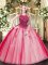 Red Sleeveless Floor Length Beading Zipper Military Ball Gowns