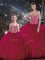 Burgundy Ball Gowns Beading and Ruffles Quince Ball Gowns Lace Up Organza Sleeveless Floor Length