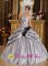 Scarborough Maine/ME Appliques Hand Made Flower Decorate Romantic Gray Quinceanera Dress For Strapless Taffeta Ball Gown