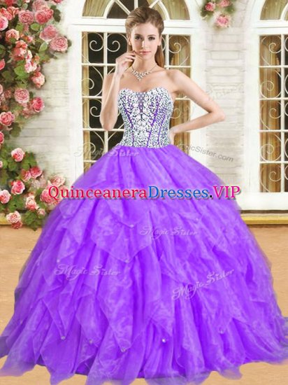 Traditional Sleeveless Beading and Ruffles Lace Up Quinceanera Dress - Click Image to Close