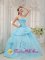 Loveland CO Inexpensive Light Blue Sweethear Strapless Floor-length Ruched Bodice Sweet 16 Dress For Quinceanera Gown