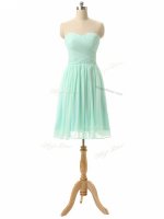 Suitable Apple Green Empire Ruching Dama Dress Lace Up Chiffon Sleeveless Knee Length