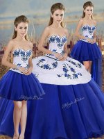 Floor Length Lace Up Quince Ball Gowns Royal Blue for Military Ball and Sweet 16 and Quinceanera with Embroidery and Bowknot(SKU SJQDDT2149008ABIZ)