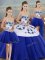 Floor Length Lace Up Quince Ball Gowns Royal Blue for Military Ball and Sweet 16 and Quinceanera with Embroidery and Bowknot