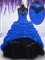 Shining Royal Blue Sweetheart Lace Up Appliques and Pick Ups Quinceanera Dresses Sweep Train Sleeveless