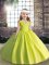 Superior Yellow Green Kids Formal Wear Party and Wedding Party with Beading Straps Sleeveless Lace Up