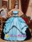 Simple Baby Blue and Black Gorgeous Quinceanera Dress With Appliques Custom Made
