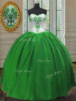 Adorable Embroidery Quinceanera Gowns Green Lace Up Sleeveless Floor Length