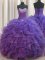 Graceful Beaded Bust Sweetheart Sleeveless Sweet 16 Dress Floor Length Beading and Ruffles Purple Organza