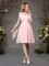 One Shoulder Sleeveless Zipper Dama Dress Pink Chiffon