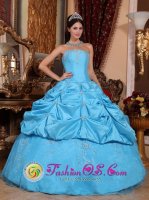 Perfect Beaded Decorate Aqua Blue Quinceanera Dress With Exquisite Beaded Strapless Neckline In Blue Mountains NSW