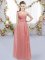 Chic Watermelon Red Lace Up Dama Dress for Quinceanera Hand Made Flower Sleeveless Floor Length