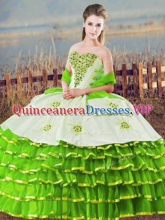 Custom Made Sleeveless Floor Length Beading and Ruffled Layers Lace Up Ball Gown Prom Dress