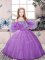 Lavender Ball Gowns Tulle Straps Sleeveless Beading Floor Length Lace Up Little Girls Pageant Dress Wholesale
