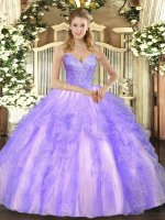 On Sale Lavender Tulle Lace Up V-neck Sleeveless Floor Length Quinceanera Gowns Beading and Ruffles(SKU SJQDDT1076002-3BIZ)